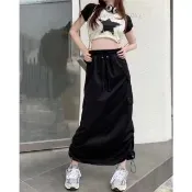 CHILL 韓系工裝裙 開叉長多口袋半身裙 女抽繩裙大口袋 長窄裙 a字裙 包臀裙 一步裙