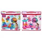 【Mega Bloks 美高積木】80片積木袋(2色選擇/兒童積木/大積木/學習積木/創意DIY拚搭/男孩玩具/女孩玩具)