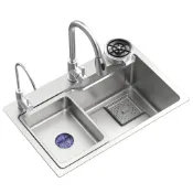 (店+)【匠藝家居】納米階梯設計 水槽 304不鏽鋼水槽 廚房水槽 納米抗菌塗層 洗手台 洗碗槽 洗衣台 手工大單槽
