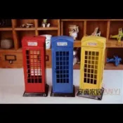 協貿國際日用品生活館 英國倫敦街頭電話亭手繪鐵皮電話亭儲蓄罐熱銷