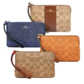 COACH 馬車LOGO緹花/素面皮革系列拉鍊手拿包 (多款可選)