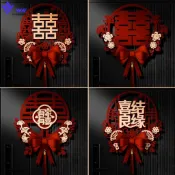 W&S 婚房裝飾婚房佈置結婚用品結婚裝飾品臺灣熱賣大喜字貼結婚專用囍字喜子新房大門門喜入戶門婚房佈置套裝婚禮