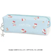 小禮堂 Sanrio 三麗鷗 Hello Kitty 皮質方形化妝包 (藍點點款)