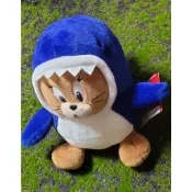 湯姆貓與傑利鼠玩具 TOM&JERRY 鯊魚款 20cm 絨毛娃娃 玩偶 毛絨公仔 搞笑 禮物