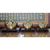 【靜福緣】精品銅製 『金元寶淨爐（附木座）』寬3寸3、4寸、4寸5素材爐檀香爐淨香爐薰香爐聚寶盆招財擺飾