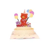 Paper Play 生日卡片-3D立體可愛小熊生日蛋糕造型卡片(3D卡片 生日卡片 立體卡片)