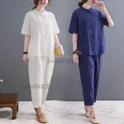 女生居士服 唐裝 素麵上衣 修道 禮佛 茶道 靈修 中國風 春秋棉麻居士女佛係衣服 年輕款夏季禪意茶服 中式對襟立領唐裝