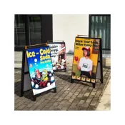 (店+)立牌展示架 免組裝招牌架 廣告立牌架子 落地展示牌 海報展示架 可折疊移動直立式落地雙面手提展架奶茶店門口指示展示牌訂製