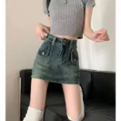 【X~YU精選】辣妹高腰牛仔半身裙女夏季新款a字顯大裙擺瘦半裙短裙包臀裙子
