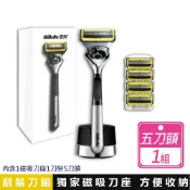 Gillette 吉列 小白磚鋒護系列手動刮鬍刀-1磁吸刀座1刀架5刀頭  父親節禮物