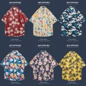 【台灣出貨】短袖花襯衫 日系沙灘港風 夏威夷風 泰國旅遊男情侶休閒寬鬆外套 夏季渡假風短袖襯 衣男士古著薄款 花襯衫
