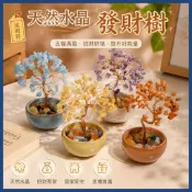 結緣🙏送財符  天然水晶 發財樹五福辦公室車載 招財 辦公桌家用金錢樹旺宅解壓擺件