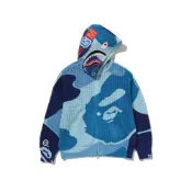 (店+)BAPE Crochet Shark Relaxed Fit Full Zip Hoodie 藍迷彩 BAPE-621