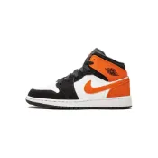 (店+)【Jordan】554725-058 Jordan 1 Mid Shattered Backboard 合成革 扣碎籃板 防滑減震耐磨 中幫 兒童籃球鞋 黑橙 男女同款 Air Jordan 鞋 Air Jordan 男鞋