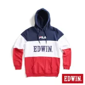 EDWIN x FILA聯名 男款 經典主義拼接休閒連帽長袖T恤(紅色)
