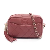 【DOKODEMO】【二手】Chanel CHANEL 單肩包，Coco Mark Matelassé，流蘇，酒紅色，魚子醬皮（粒面小牛皮），Coco Mark Matelassé 鏈條單肩包