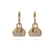 【BreezeOnline 微風精品線上】【低調華麗↘63折UP-滿額贈倩碧潤唇三件禮】Vivienne Westwood Yasmine耳環(金/包包造型嵌晶鑽及銀色土星logo)