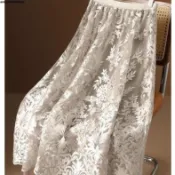 【重工刺繡】蕾絲繡花半身裙 復古蓬蓬大擺裙 精緻花葉水溶蕾絲裙 中長款垂墜顯瘦 蕾絲短裙 蕾絲洋裝 刺繡洋裝