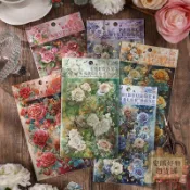 pet貼紙 手賬貼紙 ZABC薔薇花開特油燙金切膜手帳貼紙防水pet手賬花卉diy素材貼畫 可愛貼紙 手帳diy素材