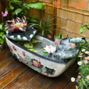 艾特斯良品 中式家居陽臺魚缸造景擺件戶外庭院裝飾循環流水室內霧化水池盆景