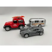【玩具兄妹】現貨! 露營拖車組合 (迴力吉普車+露營拖車+迴力跑車) 精美盒裝 露營拖車模型 露營拖車玩具 露營車