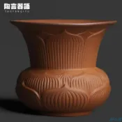 復古粗陶老巖泥浮雕蓮花建水茶桶 功夫茶道配件 茶藝水盂 洗茶水缸 茶席必備