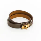 【Hermes 愛馬仕】Mini Kelly Double Tour手環(象灰/金)
