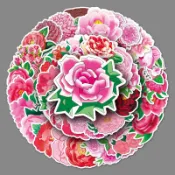 ❤️新品上架❤️ 花開富貴 牡丹花 薔薇 花 防水貼紙 車貼 可貼在行李箱、筆電、滑板、汽機車、安全帽、保溫瓶、禮物