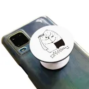 婚禮圓形氣囊手機架 黑白情侶熊款 客製化禮物 手機支架 手機座
