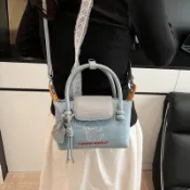 台灣出貨🦌 韓版可愛狗狗手提包 女包 質感斜挎包 小狗刺繡簡約餃子包 小托特包 單肩包 腋下包 牛仔布包 逛街 休閒
