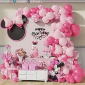 【Like U】 米妮米奇粉色氣球花環套裝拱門求婚告白生日派對氣氛裝飾氣球鏈