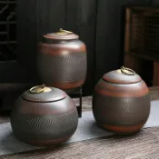 全球選品1館 生活百貨 建水紫陶茶葉罐陶瓷儲茶罐大號茶倉紫砂泥普洱罐儲物罐醒茶罐