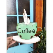 (店+)歐舍傢居 咖啡杯 壁飾 仿古綠色 鐵件造型 壁掛 Tea Coffee 仿舊牆壁裝飾品 標示牌 告示牌