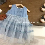 女童洋裝夏裝2026新款兒童洋氣公主裙子女寶寶背心牛仔紗裙夏季女童洋裝女童背心兒童洋裝大童洋裝