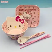 【香香柑仔店Nice】💖兒童碗學生餐具套裝可愛卡通傢用喫飯碗防摔防燙碗勺筷杯盤 VVET