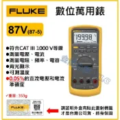 【天隆五金】(附發票) FLUKE 87V 87-5專業精密數位萬用錶 馬達量測 指定專用機 模擬類比指針功能 終身保固