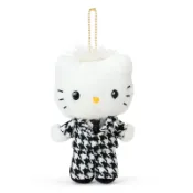 【HelloKitty 丹尼爾】造型娃娃附鍊(千鳥格) 日本進口 玩偶 毛絨娃娃 吊飾 掛飾(16.5*10.5cm)