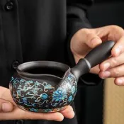 紫砂創意側把公道杯茶海家用功夫茶具陶瓷公杯茶道配件泡茶分茶器