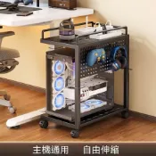 (店+)加高版雙層電腦主機架 加寬版雙層電腦主機架 雙層電腦主機置物架 置物收納架 增高 帶剎車萬向輪底座 置物架 架子
