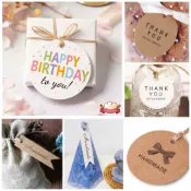 《50入》《100入》生日快樂吊牌 / 復古handmade 牛皮吊牌 / Thank you 吊牌 / 包裝盒裝飾