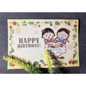 (現貨)日本製_櫻桃小丸子原創插畫明信片_“草莓生日蛋糕“ _小丸子  Maruko 生日卡 生日禮物 日本直送商品