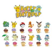 💎Party Up💎寶可夢蛋糕插旗大插牌 精靈皮卡丘主題兒童生日派對裝飾大小插旗