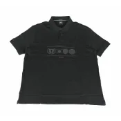 BOSS 純綿立體橡膠LOGO馬球獎徽章設計2鈕釦領口短袖POLO衫(男款/黑)