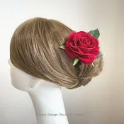 Pinkoi 代購 - 紅色玫瑰髮飾（玫瑰&葉）紅色 紅玫瑰 髮飾 髮飾 紅色 芙蘿蕾斯 佛朗明哥 舞蹈 玫瑰 芭蕾 紅色 玫瑰 美女與野獸
