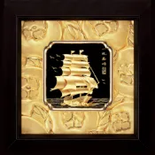 【全聯線上購】【開運陶源】雅鑑鑫品金箔畫 禮物純金如意系列~【一帆風順】( 24x 24 cm )