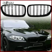 適用於【BMW 5系F10 F11 2011-2017】升級雙線亮黑水箱罩改裝中網改裝