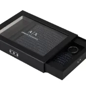 Armani Exchange AX  滿版皮夾鑰匙圈禮盒組 黑色(父親節七夕情人節)