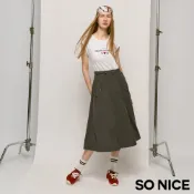 SO NICE【特惠】工裝風寬肩刺繡字母收腰拼接風衣布長洋裝｜ELLE聯名｜都會時尚女裝【5853E003】