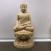 檜木大日如來佛像擺件 實木精雕蓮花座 居家供奉莊嚴法相 限量收藏送禮自用