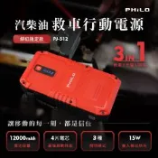【飛樂 PHILO】汽車救車行動電源 PJ-512 緋紅限定款 (12000mAh大電量/3秒啟動/汽柴油通用/16V電動車小電池救援/高溫保護)